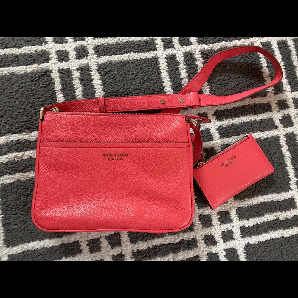 Kate Spade Peach Crossbody and wallet
